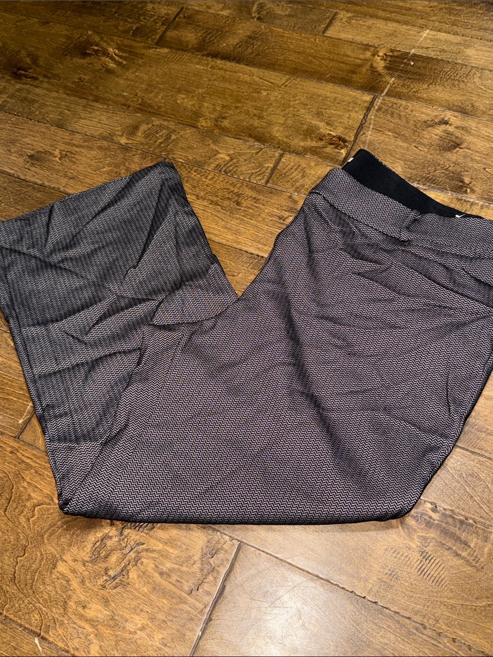Lane Bryant Chevron-Patterned Black Trousers